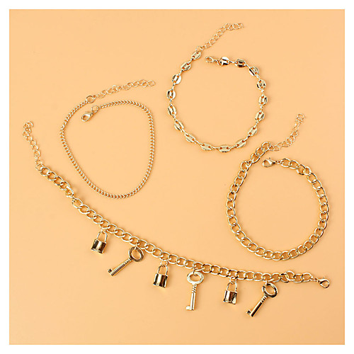 

anklet jewelry alloy lock pendant multilayer anklet women's foot ornament