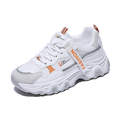 

Women's Trainers Athletic Shoes Flat Heel Round Toe Booties Ankle Boots Daily Home Mesh PU Solid Colored Black / White Blue Orange