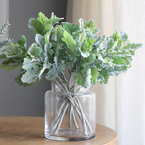 

33cm Simulation Plant Flocking Leaf Simulation Silver Forsythia Leaf Flower Arrangement Materials