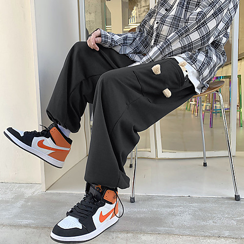 

Men's Hip-Hop Athleisure Pants Chinos Pants Patchwork Light gray Black