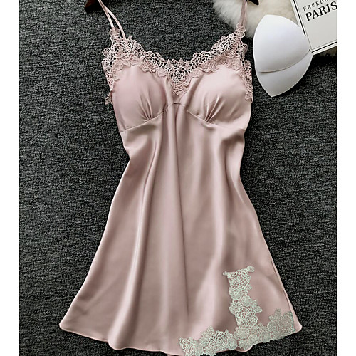

Women's Babydoll & Slips Pajamas Nightgown Backless Lace Jacquard Solid Colored Nylon Spandex Casual Strap Daily Wear Home Lined / Erotic