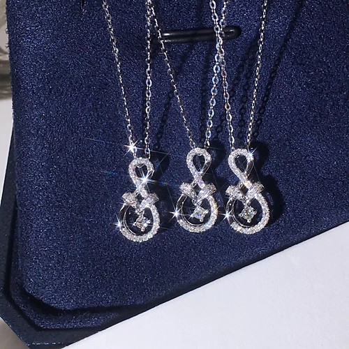 

Women's Clear AAA Cubic Zirconia Pendant Necklace Infinity Infinity Artistic Luxury Korean Sweet Brass Silver 50 cm Necklace Jewelry 1pc For Street Gift Prom Birthday Party Festival