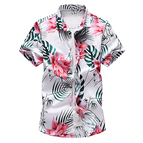 

Men's Shirt Other Prints Graphic Graphic Prints Plus Size Print Short Sleeve Casual Tops Chinoiserie White Navy Blue