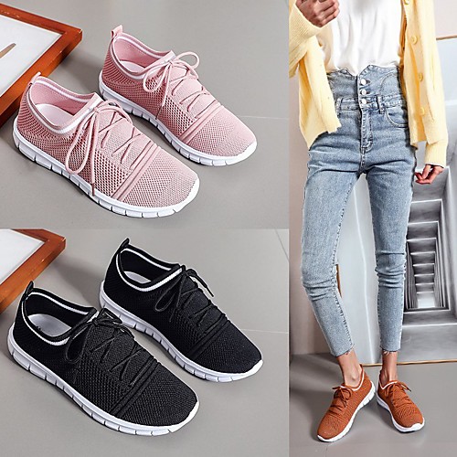 

Women's Sneakers Wedge Heel Round Toe Daily Synthetics Solid Colored Pink Black Brown