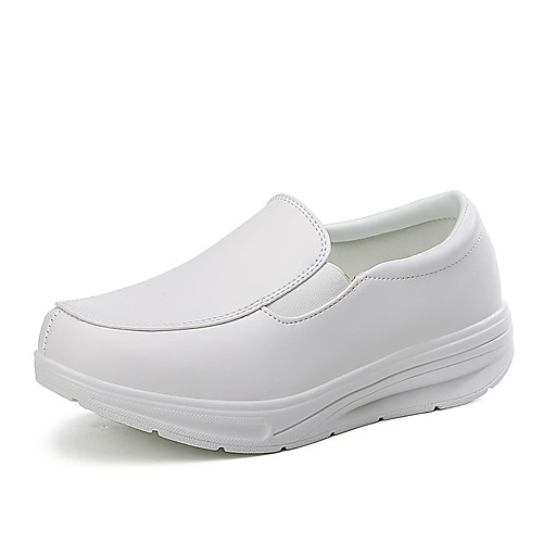

Women's Loafers & Slip-Ons High Heel Round Toe Booties Ankle Boots Daily Microfiber Solid Colored White Black