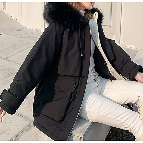 

Women's Coat Casual / Daily Fall Winter Regular Coat Regular Fit Casual Jacket Solid Color Zipper Creamy-white Haze blue