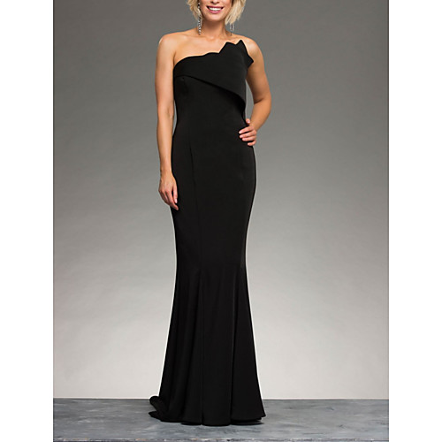 

Sheath / Column Mother of the Bride Dress Elegant Sweetheart Neckline Sweep / Brush Train Italy Satin Sleeveless with Ruching 2021