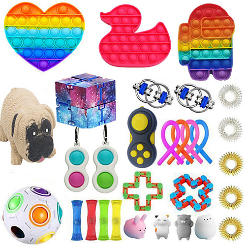 

30PCS Sensory Toys Set for Adults Kids ADHD ADD Anxiety Autism to Stress Relief and Anti-anxiety with Push Pop Squishy Stretchy Strings Squeeze Balls Perfect for Classroom Reward