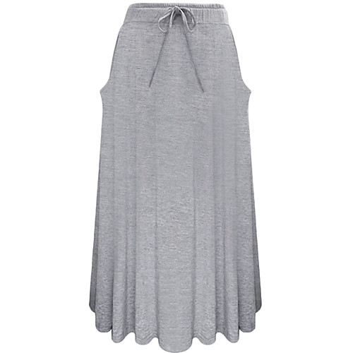 

Women's Vacation Casual / Daily Basic Streetwear Maxi Skirts Solid Colored Drawstring Pocket Gray Black Navy Blue