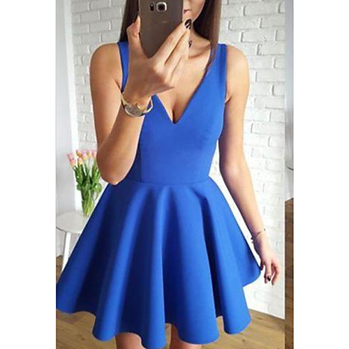 

A-Line Reformation Amante Minimalist Engagement Cocktail Party Dress V Neck Sleeveless Short / Mini Stretch Fabric with Sleek 2021