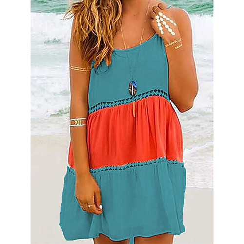 

Women's A Line Dress Short Mini Dress Green Light Green Beige Sleeveless Multi Color Lace Spring Summer Basic Casual 2021 S M L XL XXL XXXL