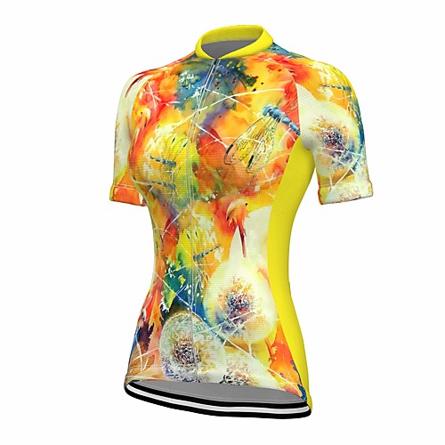 

21Grams Women's Short Sleeve Cycling Jersey Summer Spandex Yellow Floral Botanical Animal Bike Top Mountain Bike MTB Road Bike Cycling Quick Dry Moisture Wicking Sports Clothing Apparel / Stretchy