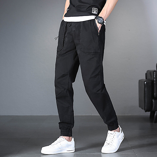 

Men's Cargo Casual / Sporty Chinos Tactical Cargo Pants Pattern Solid Colored Army Green Gray Khaki Black