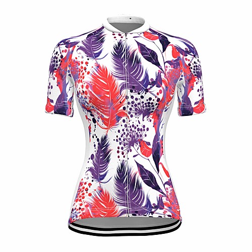 

21Grams Women's Short Sleeve Cycling Jersey Summer Spandex Red Floral Botanical Bike Top Mountain Bike MTB Road Bike Cycling Quick Dry Moisture Wicking Sports Clothing Apparel / Stretchy / Athleisure