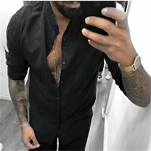 

Men's Shirt Graphic Long Sleeve Casual Tops Casual Gray White Black