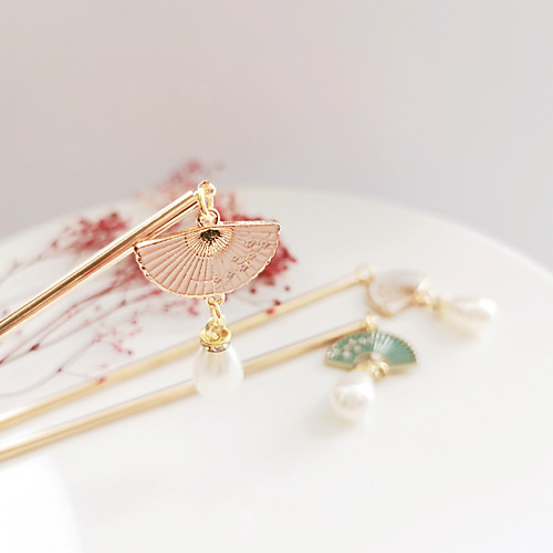 

antique hanfu hairpin hairpin hairpin daily simple fan hairpin color preserving golden chinese style headdress hair accessories women