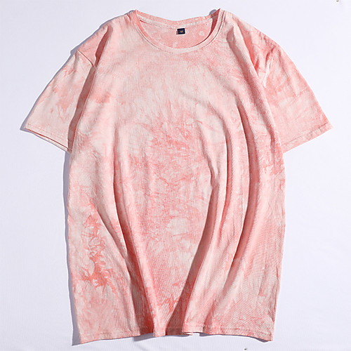 

Women's Painting T shirt Tie Dye Print Round Neck Basic Tops Oversized 100% Cotton Blushing Pink