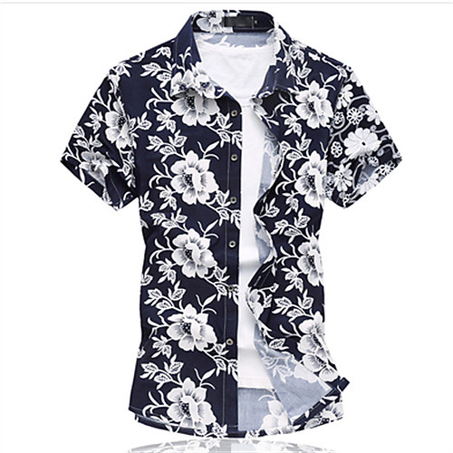 

Men's T shirt Graphic Short Sleeve Daily Tops Casual Navy Blue