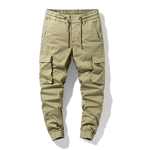 

Men's Chic & Modern Cargo Cycling Quick Dry Moisture Wicking Lightweight Breathable Soft Outdoor Sports Casual Daily Pants Pants Simple Solid Color Full Length Drawstring Pocket Elastic Waist Army