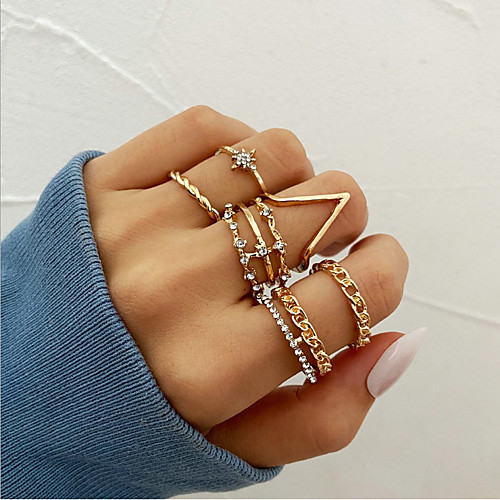 

Women's Ring Set Geometrical Star Stylish Unique Design European Trendy Earrings Jewelry Gold For Party Evening Street Prom Beach Festival 5pcs