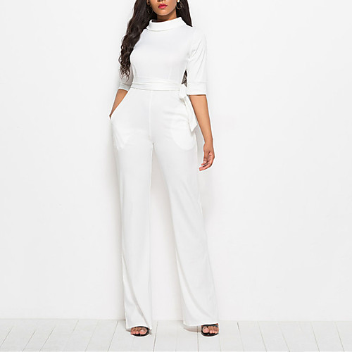 

Women's Casual Streetwear Street Daily Wear Wide Leg Yellow Wine Green Jumpsuit Solid Colored