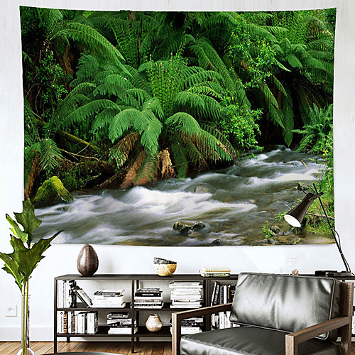 

Landscape River Wall Tapestry Art Decor Blanket Curtain Hanging Home Bedroom Living Room Decoration Green Plant