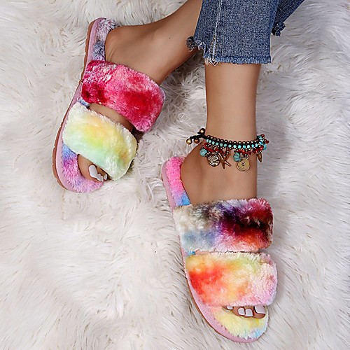 

Women's Sandals Flat Heel Round Toe Faux Leather Solid Colored Leopard Leopard Yellow Red