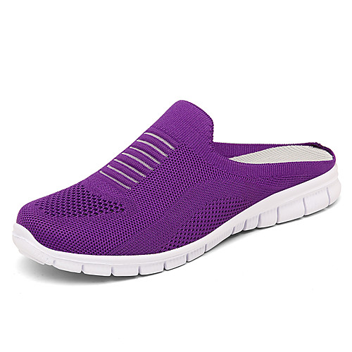 

Women's Clogs & Mules Flat Heel Round Toe Booties Ankle Boots Daily Home Tissage Volant Solid Colored Purple Pink Gray