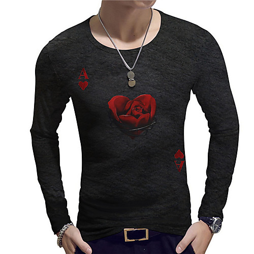 

Men's Unisex Tee T shirt Shirt 3D Print Graphic Prints Rose Print Long Sleeve Daily Tops Casual Designer Big and Tall Black