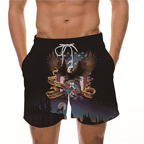 

Men's Designer Casual / Sporty Big and Tall Quick Dry Breathable Soft Holiday Beach Swimming Pool Shorts Bermuda shorts Swim Trucks Pants Graphic Prints Eagle Landscape Animal Short Drawstring