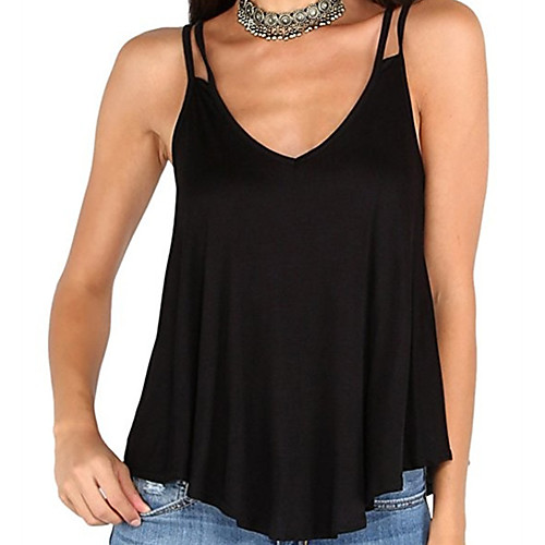 

Women's Camisole Tank Top Vest Plain Flowing tunic V Neck Basic Streetwear Tops Purple Army Green Black
