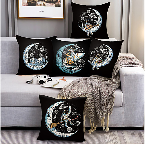 

Astronaut Double Side Cushion Cover 5PC Soft Decorative Square Throw Pillow Cover Cushion Case Pillowcase for Bedroom Livingroom Superior Quality Machine Washable Outdoor Cushion for Sofa Couch Bed Chair