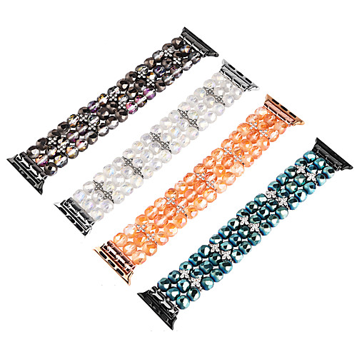 

Smart Watch Band for Apple iWatch 1 pcs Jewelry Design Elastic Beaded Replacement Wrist Strap for Apple Watch Series SE / 6/5/4/3/2/1