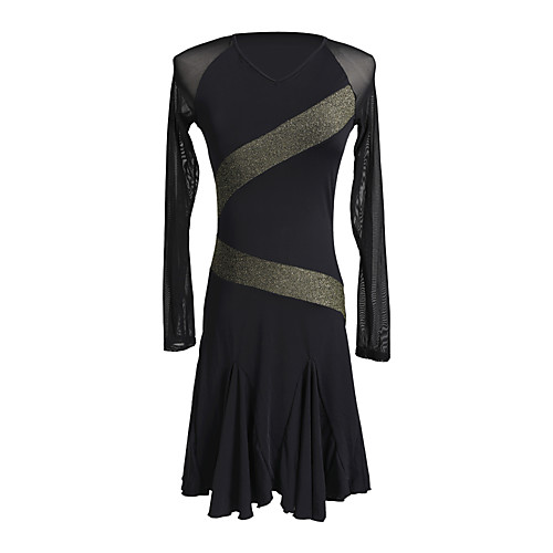 

Latin Dance Dress Tulle Women's Training Performance Long Sleeve Natural Chinlon