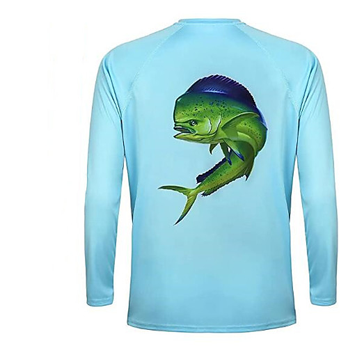 

CAWANFLY Men's Fishing Shirt Outdoor Long Sleeve UPF50 UV Protection Quick Dry Lightweight Breathable Top Autumn / Fall Spring Summer Athleisure Fishing Camping & Hiking Sky Blue / Micro-elastic