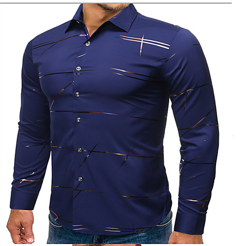 

Men's Shirt Graphic Long Sleeve Daily Tops Casual Wine Black Navy Blue