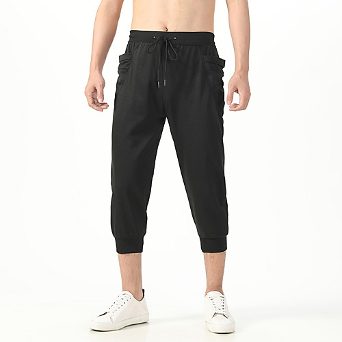 

Men's Athletic Capri shorts Pants Solid Colored Calf-Length Light Grey Black Dark Gray