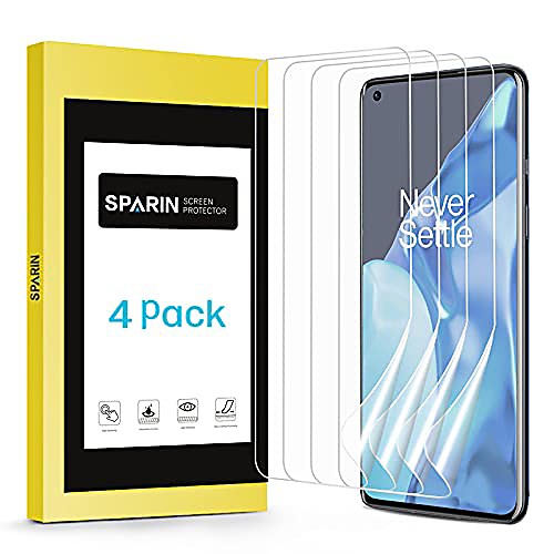 

[4 pack] screen protector for oneplus 9 pro, full coverage screen protector for oneplus 9 pro, soft tpu protective film, fingerprint id compatible, bubble free