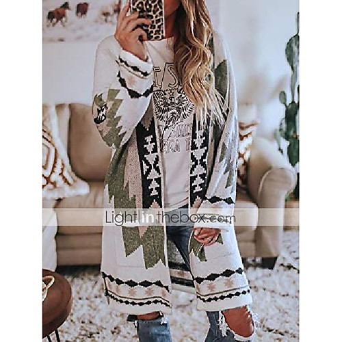 

Women's Geometic Casual Modern Style Fall Trench Coat Long Street Long Sleeve Polyester Coat Tops A