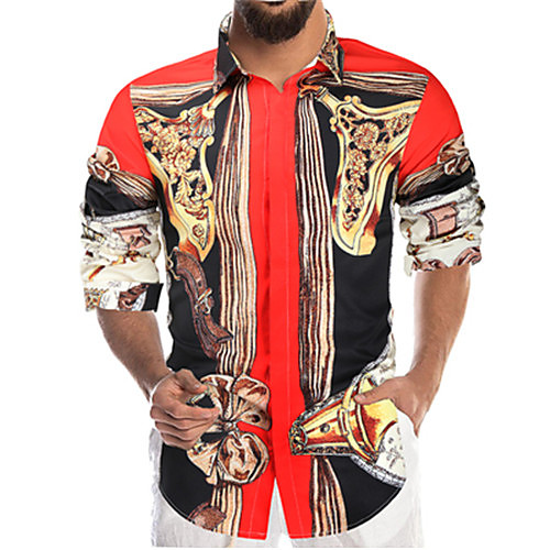 

Men's Shirt Graphic Long Sleeve Casual Tops Casual Red / Summer