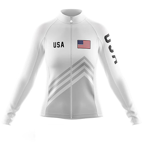 

21Grams Women's Long Sleeve Cycling Jersey Spandex White National Flag Bike Top Mountain Bike MTB Road Bike Cycling Quick Dry Moisture Wicking Sports Clothing Apparel / Stretchy / Athleisure