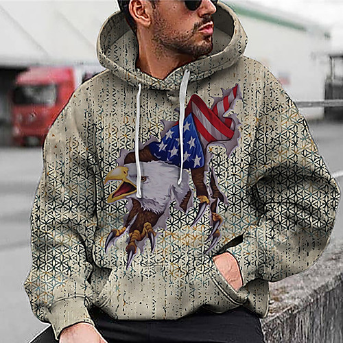 

Men's Unisex Hoodie Graphic Prints Eagle Print Daily Sports 3D Print 3D Print Casual Hoodies Sweatshirts Yellow