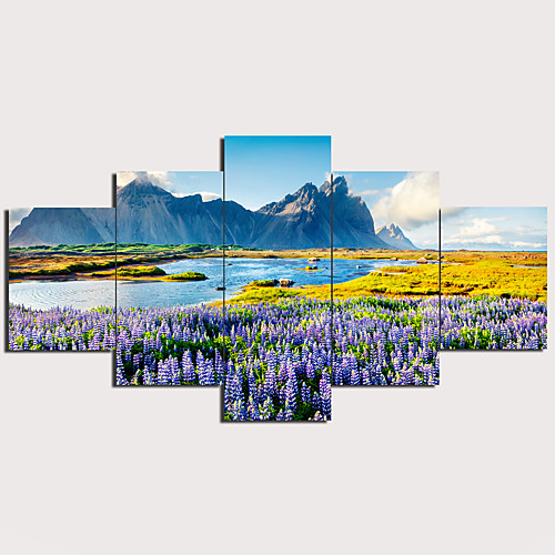 

5 Panels Wall Art Canvas Prints Painting Artwork Picture Lavender Painting Home Decoration Decor Rolled Canvas No Frame Unframed Unstretched