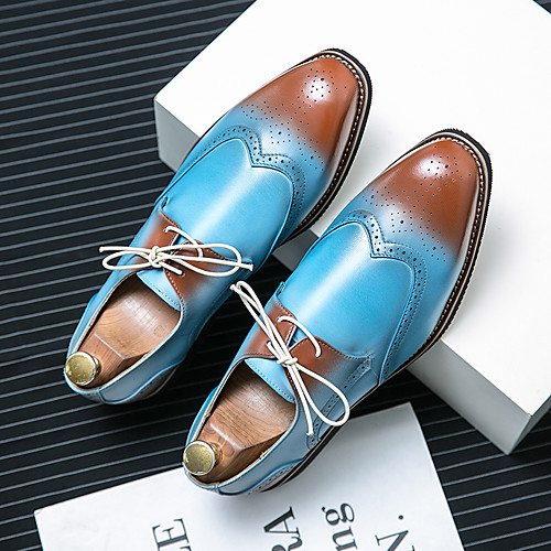 

Men's Oxfords British Daily Nappa Leather Breathable Non-slipping Wear Proof Rainbow Spring