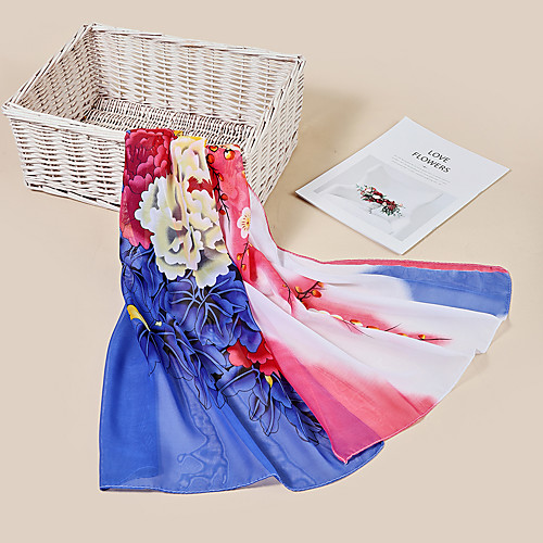 

Women's Chiffon Scarf Holiday Multi-color Scarf Color Block / All Seasons