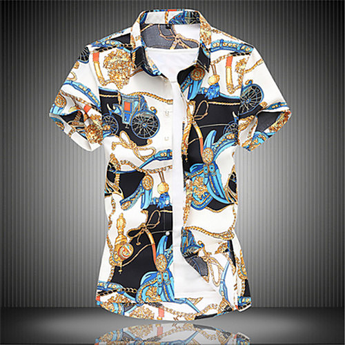 

Men's Shirt Graphic Short Sleeve Casual Tops Casual White