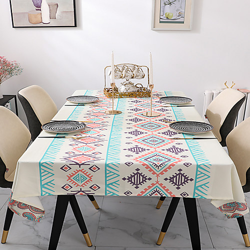 

Rectangle Table Cloth Linens Eco-friendly Classic Printing Table Cover Milk White Cream Table Decorations for Dining Table Tea Table Christmas Holiday