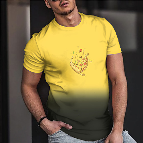 

Men's Unisex Tee T shirt Shirt 3D Print Food Graphic Prints Print Short Sleeve Daily Tops Casual Designer Big and Tall Yellow