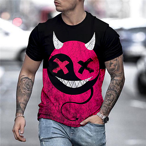 

Men's Unisex Tee T shirt Shirt 3D Print Graphic Prints Monster Print Short Sleeve Daily Tops Casual Designer Big and Tall Red