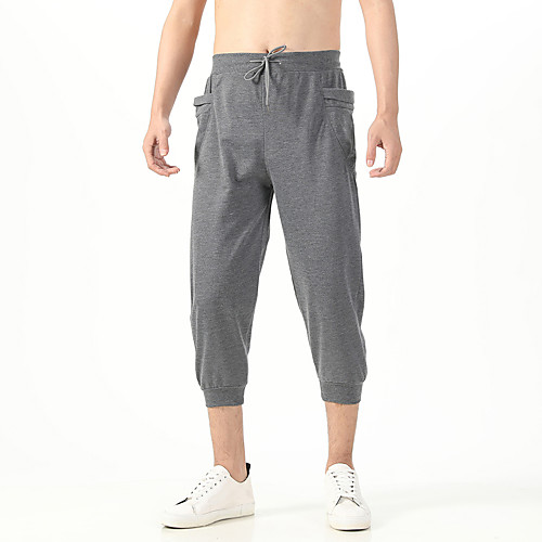 

Men's Athletic Capri shorts Pants Solid Color Calf-Length Light gray Black Dark Gray